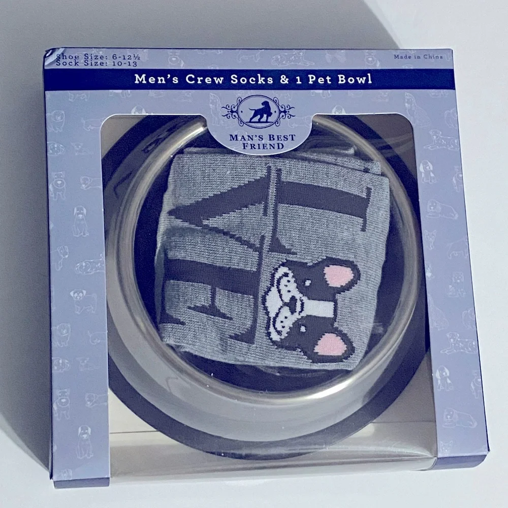 Man’s Best Friend Crew Socks and Pet Bowl